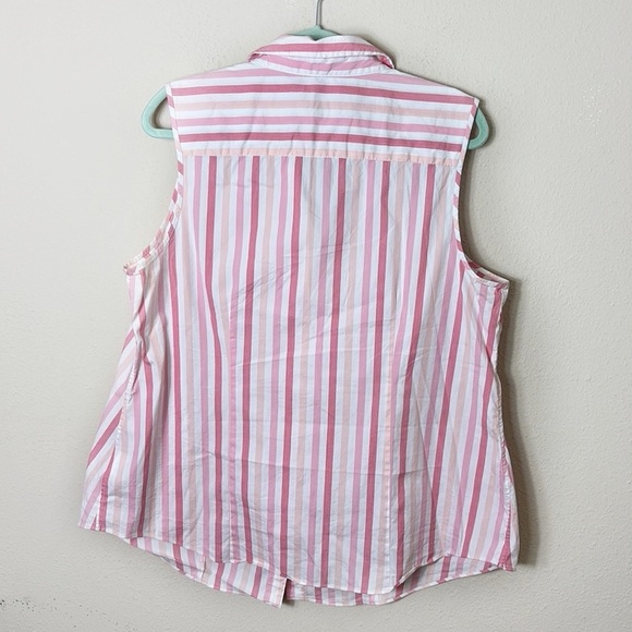 Charter Club Woman Tailored Fit Button Down Shirt Pink White Stripes size 16 W - Picture 2 of 6